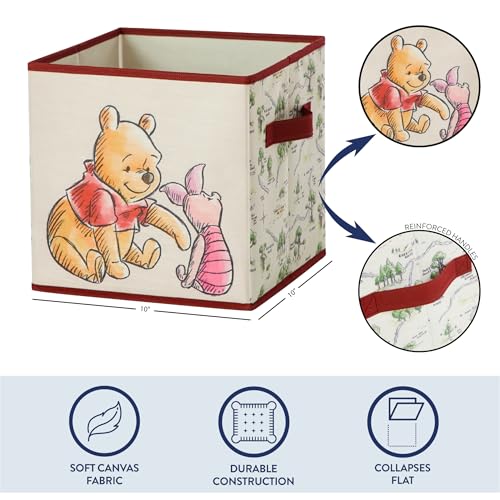 Image of Disney Winnie the Pooh Storage Cubes, Set of 2 Fabric Storage Bins with Handles, 10x10 Collapsible Cube Organizer Baskets for Nursery, Kids Room, Playroom, Closet & Shelf Storage