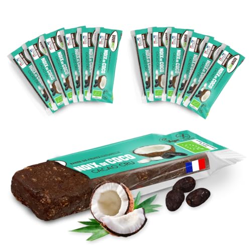 Barrette alla frutta Gourmiz - 12 x 35gr, barretta energetica biologica, datteri, cocco, cacao crudo, snack vegano, sport, senza glutine, snack gourmet, senza zuccheri aggiunti