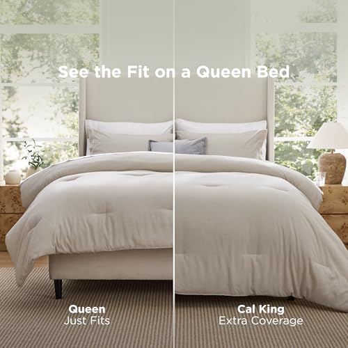 Image of Bedsure Queen Comforter Set - Beige Soft Bedding for All Seasons, Cationic Dyed Bed Set, 3 Pieces, 1 Queen Size Comforter (90 inchx90 inch) and 2 Pillow Shams (20 inchx26 inch+2 inch)