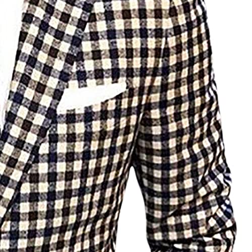 Men's Fashion Slim Fit Casual Plaid Button Down Notched Lapel Suit Jacket Blazer Dinner Party Prom Wedding Tuxedo2
