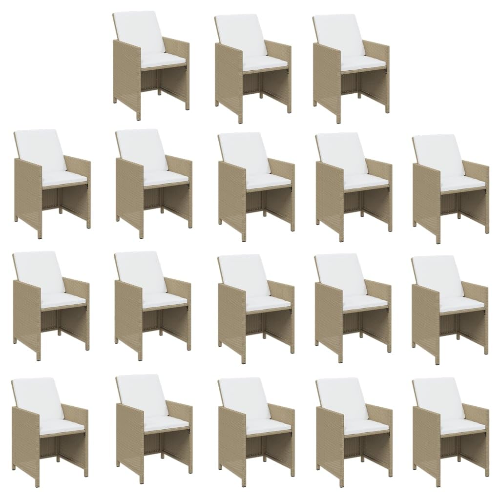 Helloshop26 Set da pranzo Soggiorno da giardino Mobili da esterno Cuscini 19 pezzi resina intrecciata Beige 02_0014427