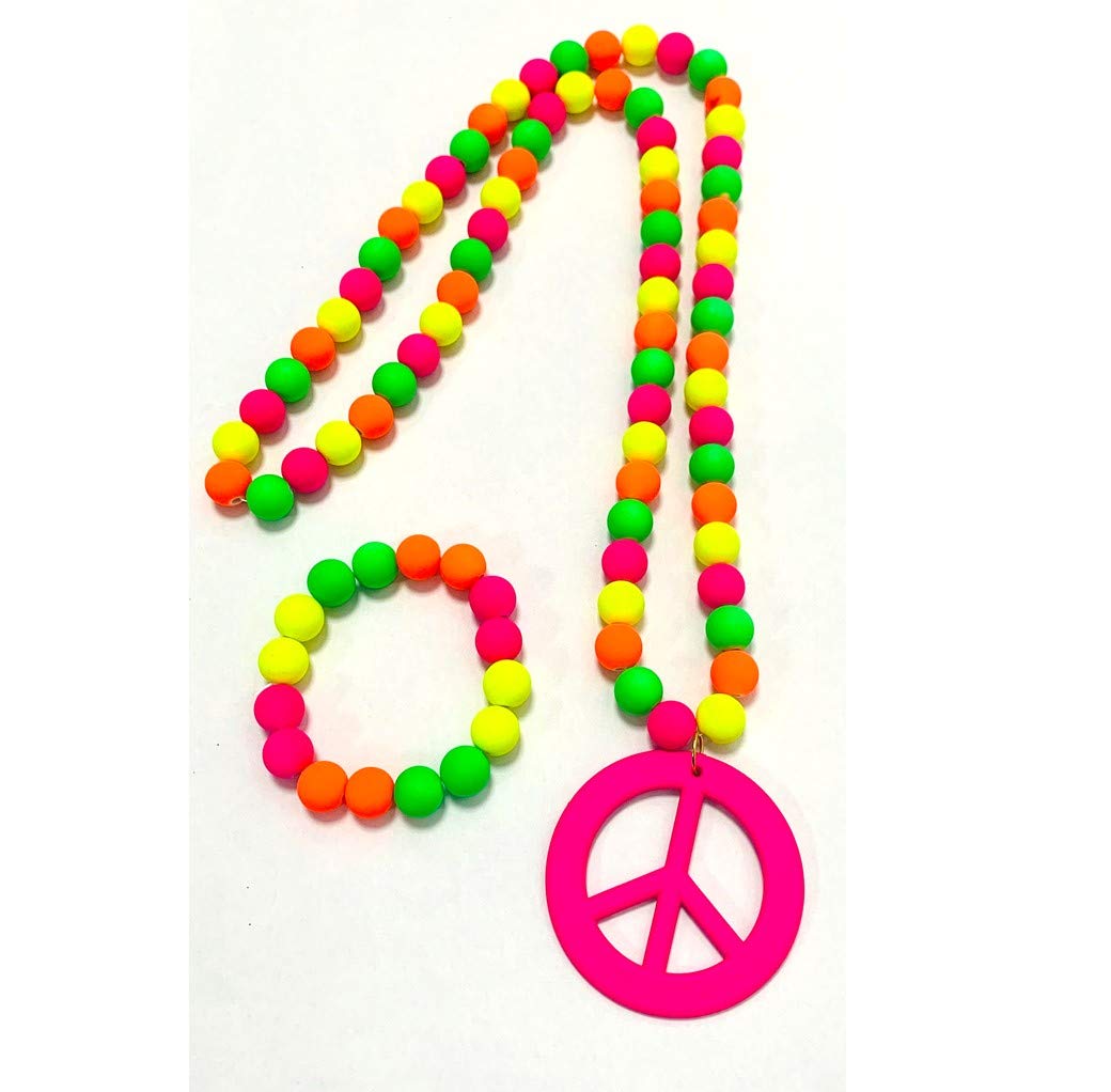 Stylex PartyLtd Hippy Necklace and Bracelet Fancy Dress Costume Accessory Peace Hippie