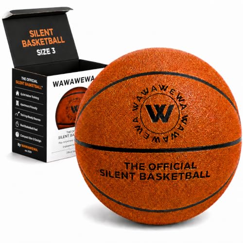 WAWAWEWA The Official Silent Basketball Mini Size 3 (22) Ready to Play Indoor Basketball for Quiet Dribbling Airless Indoor Training PU Foam Basket Ball for All Ages