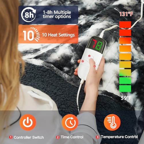 Octrot Heated Blanket Electric Throw - Fleece Sherpa Heating Blanket For Sofa thumb #3
