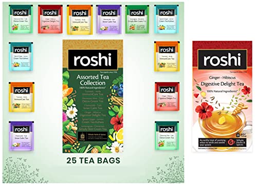Roshi Combo Pack | Assorted Tea Collection + Digestive Delight for Improved Digestion and Immunity | (50 Tea Bags)