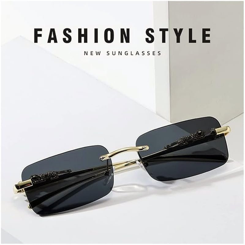 Image of EYELAND Rectangular Sunglasses for Men & Women | UV Protection | Metal Frame | Black | Free Size | TG-BLK