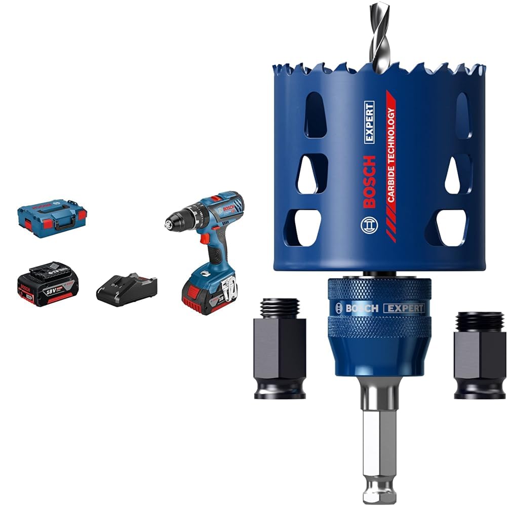 Perceuse Bosch GSB 18V-28 pour stopper l'usure des forets dans le bois et métal avec scie 68mm
