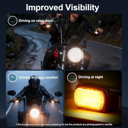Image of MoKitDora LED Turn Signals Front Mini Blinkers Running Light for 2009-2017 Harley Touring Street Road Electra Glide King 2015-2024 Softail Breakout Deluxe Fat Boy Street Bob, Amber