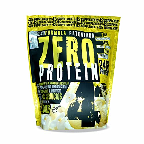 Proteínas, Proteína ZERO Hidrolizada 1 KG | Chocolate, Fresa, Vainilla, Galleta y Pay de Moras | Cero Azúcar | Cero Carbohidratos | 43 SUPPLEMENTS (VAINILLA)