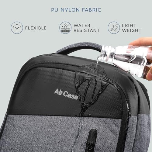 Image of AirCase Laptop bag Anti Theft Backpack for Office College & Travel fits upto 15.6 inch Laptop /Macbook, water resistant, Durable, Multi-Pockets, 180 open (Black)- 1 Yr warranty