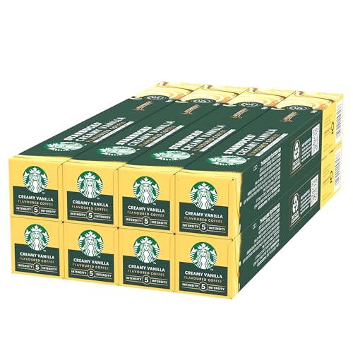 STARBUCKS Creamy Vanilla Flavoured Coffee by Nespresso, Blonde Roast, Coffee Capsules 8 x 10 (80 Capsules)