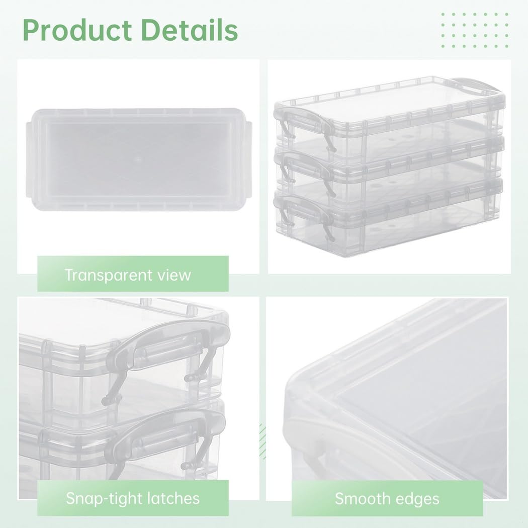 Set mit 10 transparenten Bleistift-Aufbewahrungsboxen, stapelbar, Schnappverschluss-Deckel, Organizer für Bleistifte, Stifte, Marker, Schule, Büro Essentials