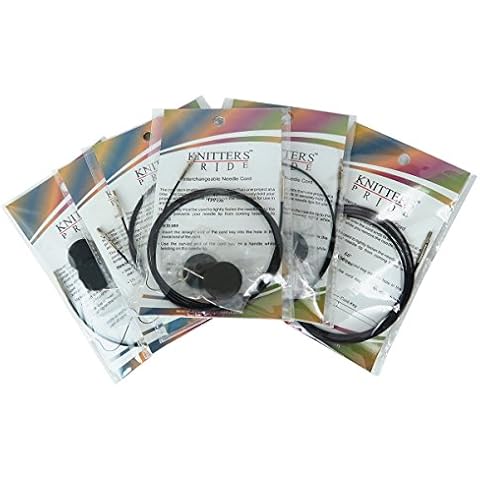 Knitters Pride Interchangeable Black Cord Variety Pack - 6 Common Sizes, 16, 24, 32, 40, 47, 60 Cover