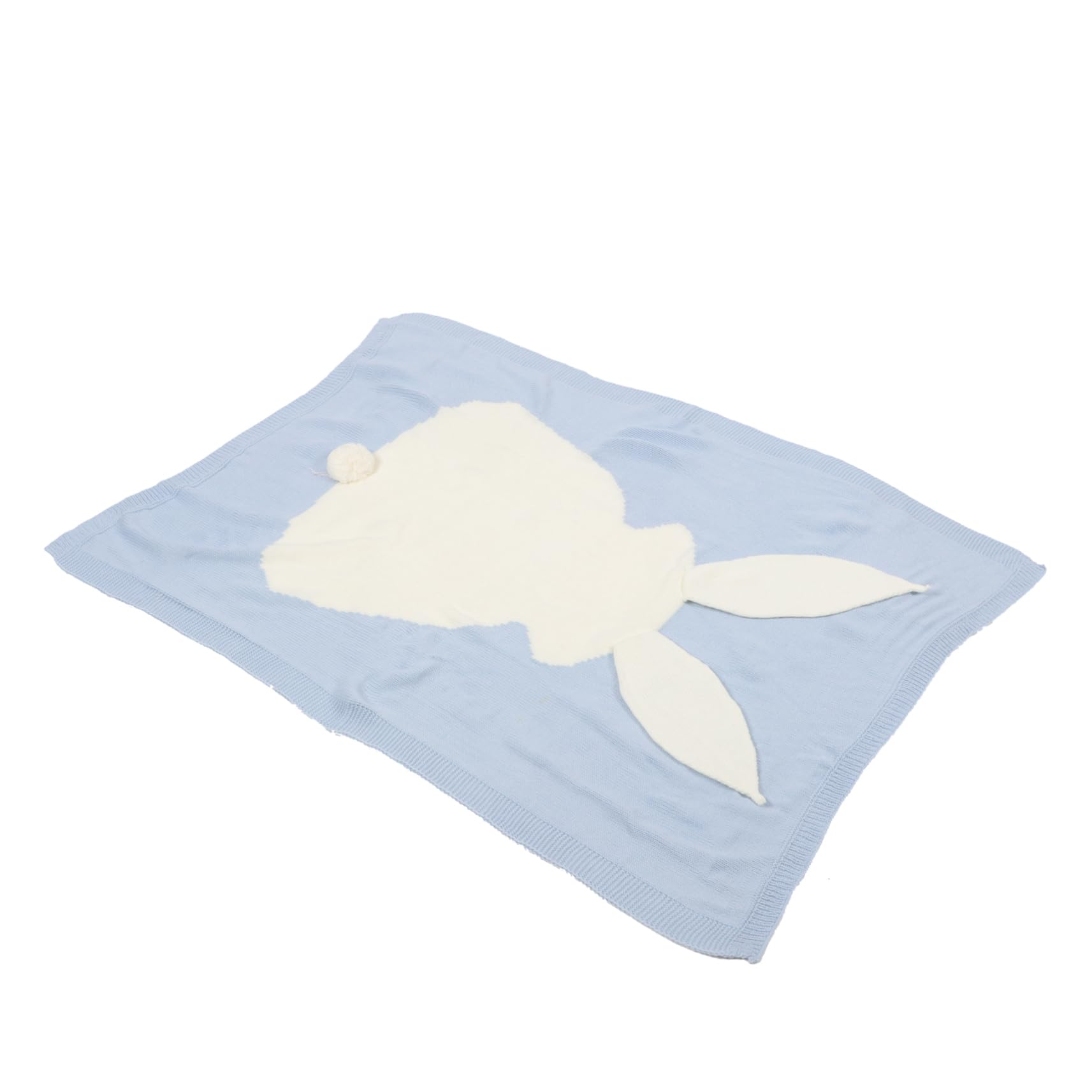 Couverture tricotée TOYANDONA avec oreilles de lapin cadeau de naissance bleu ciel mixte