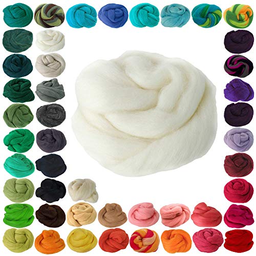 25g Filzwolle Märchenwolle Nassfilzen Trockenfilzen, unterschiedliche Farben, Farbe:weiß Cover