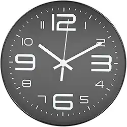 Evolux, Relógio de Parede de 29cm Preto Números Grandes Brancos Sofisticado, com Design Elegante, Fácil Leitura
