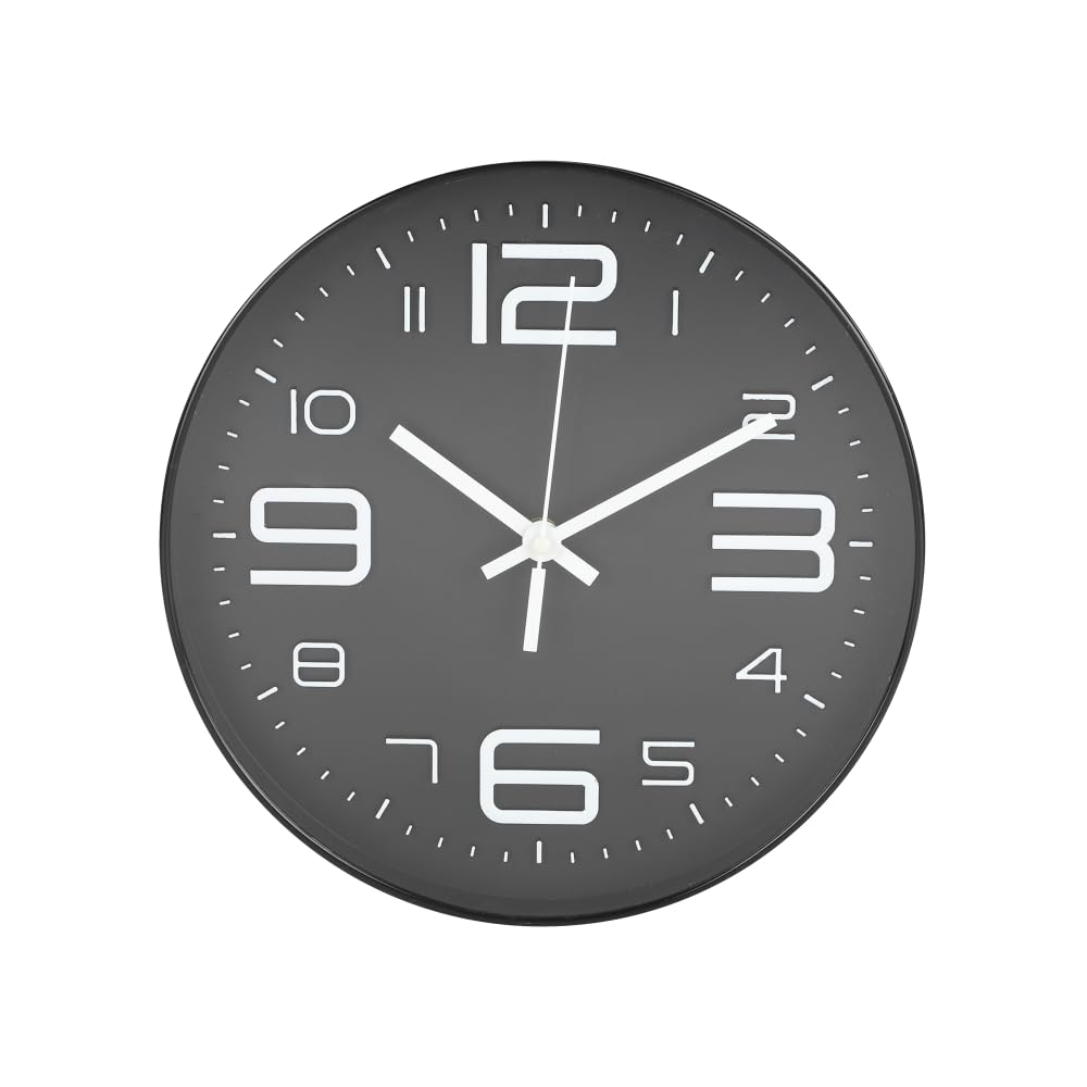 Evolux, Relógio de Parede de 29cm Preto Números Grandes Brancos Sofisticado, com Design