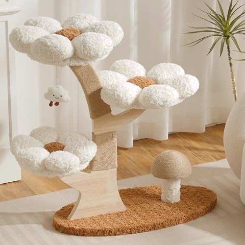 Torre moderna para gatos interiores 37 pulg con rascador miniatura 2