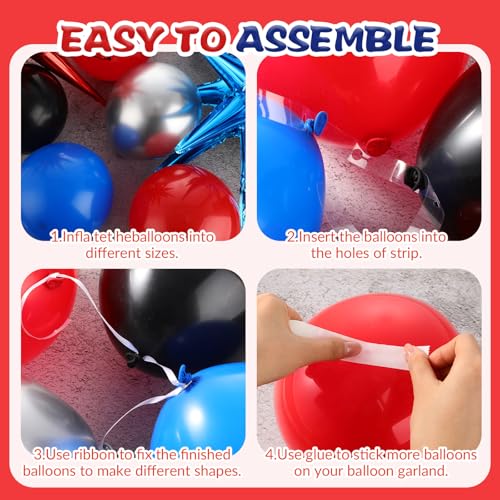 Image of 137 Pcs Spider Web Theme Party Decoration Kit for Birthday Party | 4ft, 5ft, 6ft, Red Black Blue Spider Web Arch Cover, Backdrop Decoration, Balloons, Halloween, Baby Shower, Photography