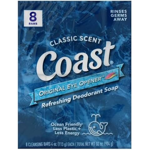 Coast Refreshing Deodorant Soap - Bar Soap with Thick Rich Lather - Clean Rinsing Formula for Fresh, Non-Dry Skin - Classic Scent - 8 x 4 oz Cover