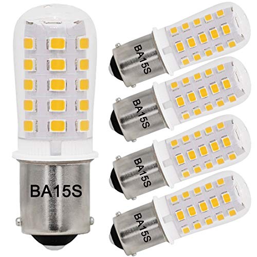 Bayshe 3W BA15S AC12V/DC12-24V S8 SC Bayonet Single Contact Base 1156 1141 LED Light Bulb 2700K Warm White,Landscape RV Camper Trailer Lighting-5 Pack