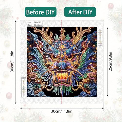 Image of Tontut Diamond Painting Kit for Adult Beginners, Chinese Dragon 5D Special Diamond DIY Crystal Rhinestone Crafts for Home Wall Decoration