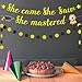 2022 Graduation Decorations, She Came She Saw She Mastered Banner, Gold Glitter Masters Graduation Decorations for Masters Party Mastered it Graduation Banner