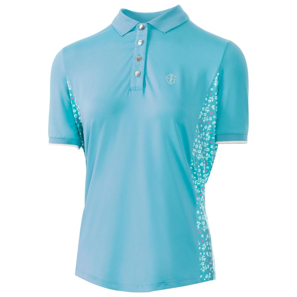Island GREEN Golf Women's Breathable Quick Dry Moisture Wicking Polo Shirts, Aqua/White, M