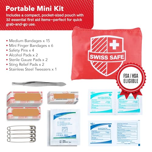 Swiss Safe 2-in-1 First Aid Kit for Car, Travel & Home, Businesses - Bonus Mini Kit for Medical Emergency Aid, Survival, Camping - FSA & HSA Eligible - 348 Pcs, Large Hardcase FAK - Image 5