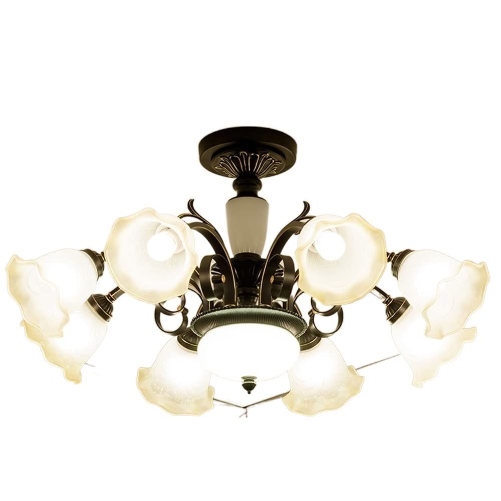 Lustre de Jardin Salon et Salle à Manger Luminaire Suspendu Méditerranéen 8 Lampes