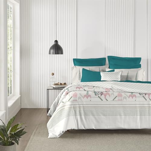 Image of Trident King Size Bedsheet Cotton | Road to Jaipur Collection | 100% Cotton Bedsheet for Double Bed Cotton | 1 King Size Bedsheet with 2 Pillow Covers | Superior Softness | 210 Thread Count-Noor Pink