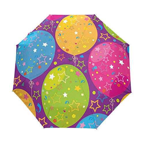 Preisvergleich Produktbild LASINSU Regenschirm TaschenschirmVektormusterballoneAuf Zu Automatikwindsicherstabil