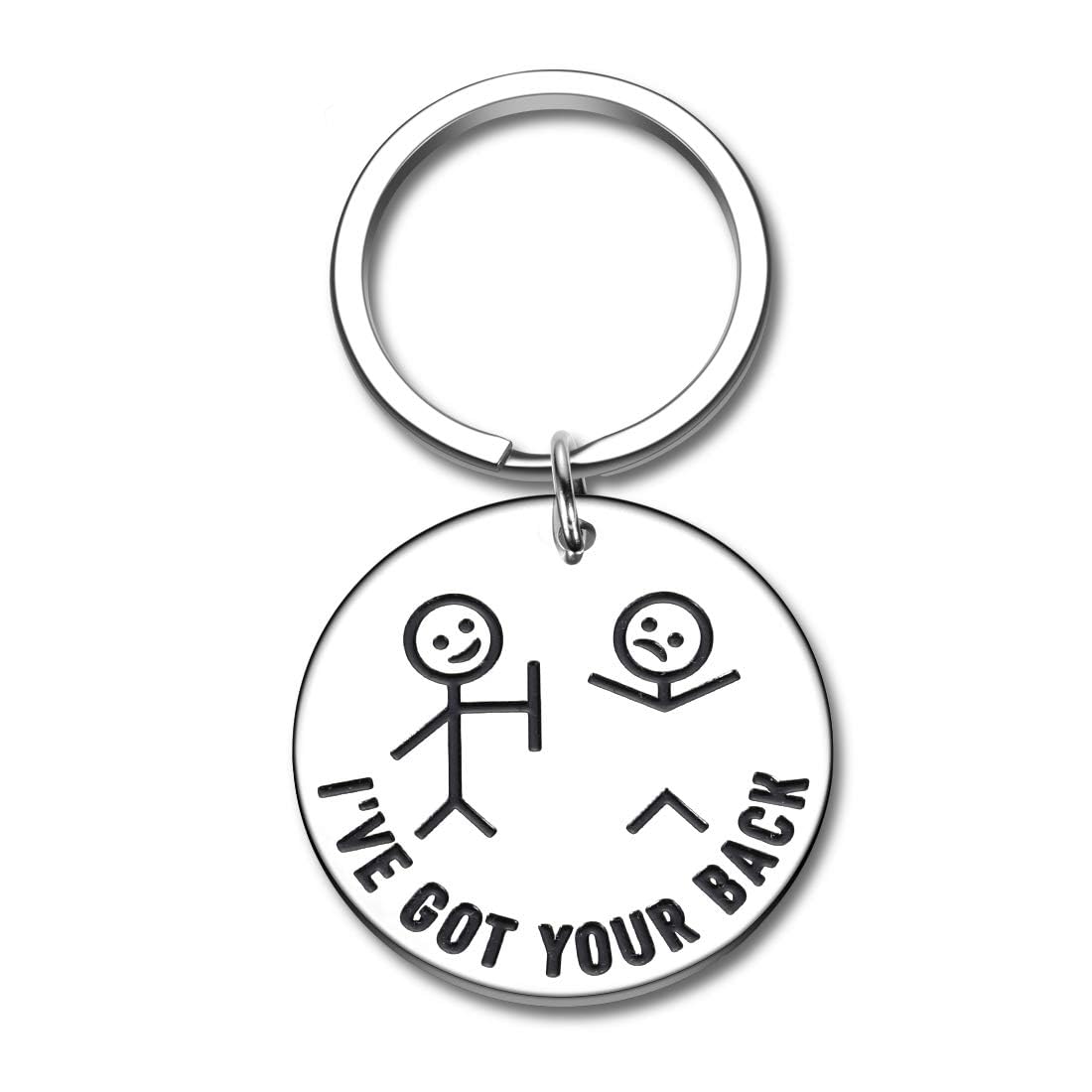 Octamber Metal Funny Gifts Best Friend Keychain For Friends Bff Besties Companion I Got Your Back Stick Figures Daughter Son Families Women Men Valentine Graduation Stocking Stuffers, Silver