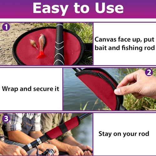 Bookiq 24 Pcs Fishing Lure Covers Protector Fundas para Anzuelos de Cañas de Pescar, 12 Rojo y Negro, 6 Pulgadas miniatura 6