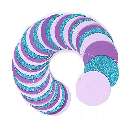 Image of Purple-Blue Mermaid Party-Decorations Paper Garland Streamers - 52Ft Girls Birthday Baby Shower Glitter Hanging Decor Banner,Little Mermaid Theme Under The Sea Backdrop Bunting Panduola