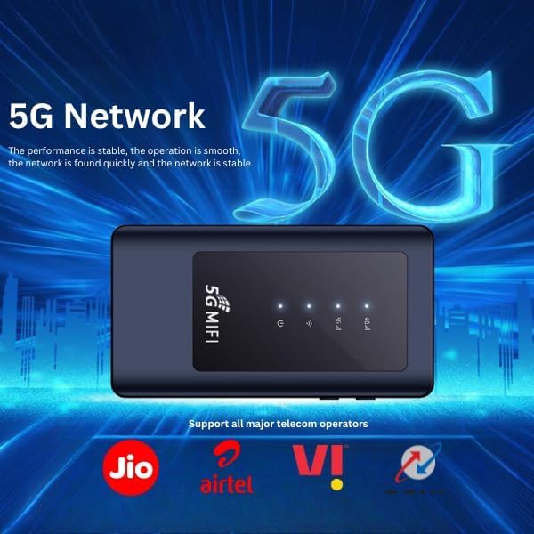 Image of MatLogix 5G Wireless Dongle with All 4G / 5G SIM Network Support | Plug & Play 5G Data Card with up to 2.7 Gbps & 4400mAh Rechargeable Battery WiFi Hotspot