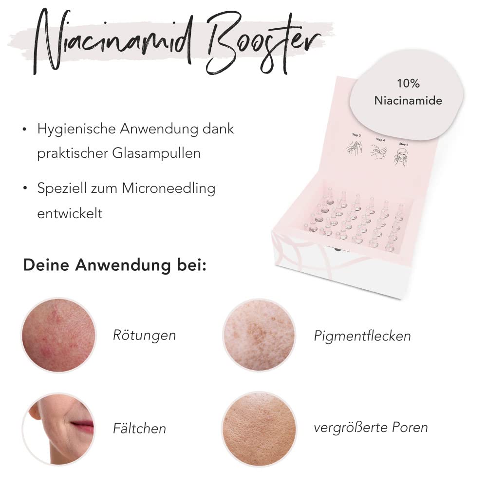 FACES OF FEY Derma roller 0,75 mm, prawdziwe igły, serum niacynamidowe i dezynfekujące – czysta skóra i pryszcze w domu