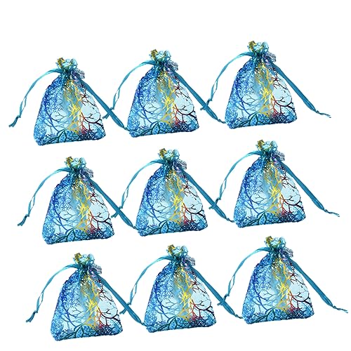 BEBEMOKO 100 Bolsas De Organza Para Bolsas Para Dulces Bolsas Para Embalaje Bolsas Con Cordón Bolsas Para Galletas Bolsas Para Joyería Azules