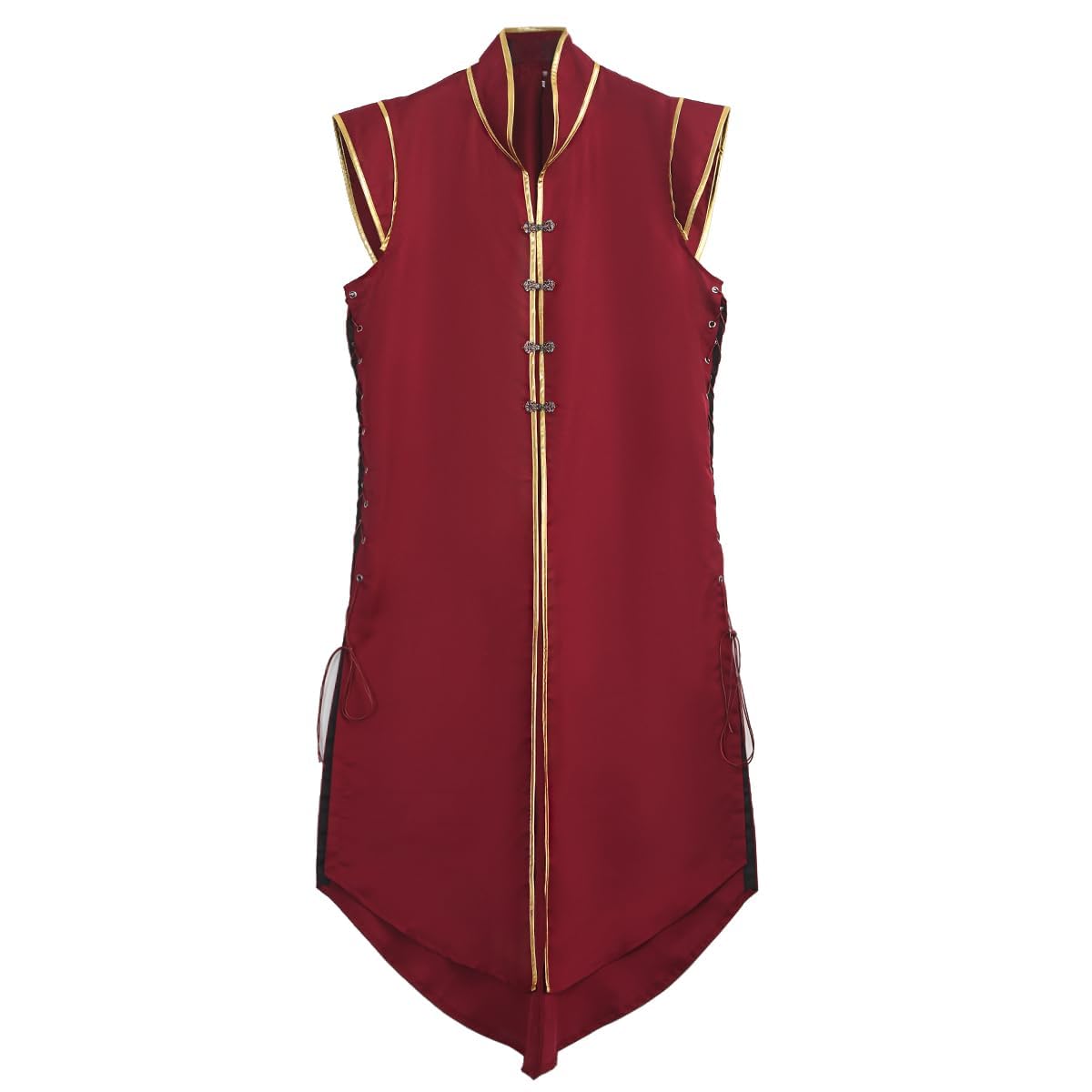 UniqKaliber Men’s Medieval Viking Vest, Renaissance Sleeveless Tunic Tops Vintage Long Vest Knight Cosplay Costume - Image 3