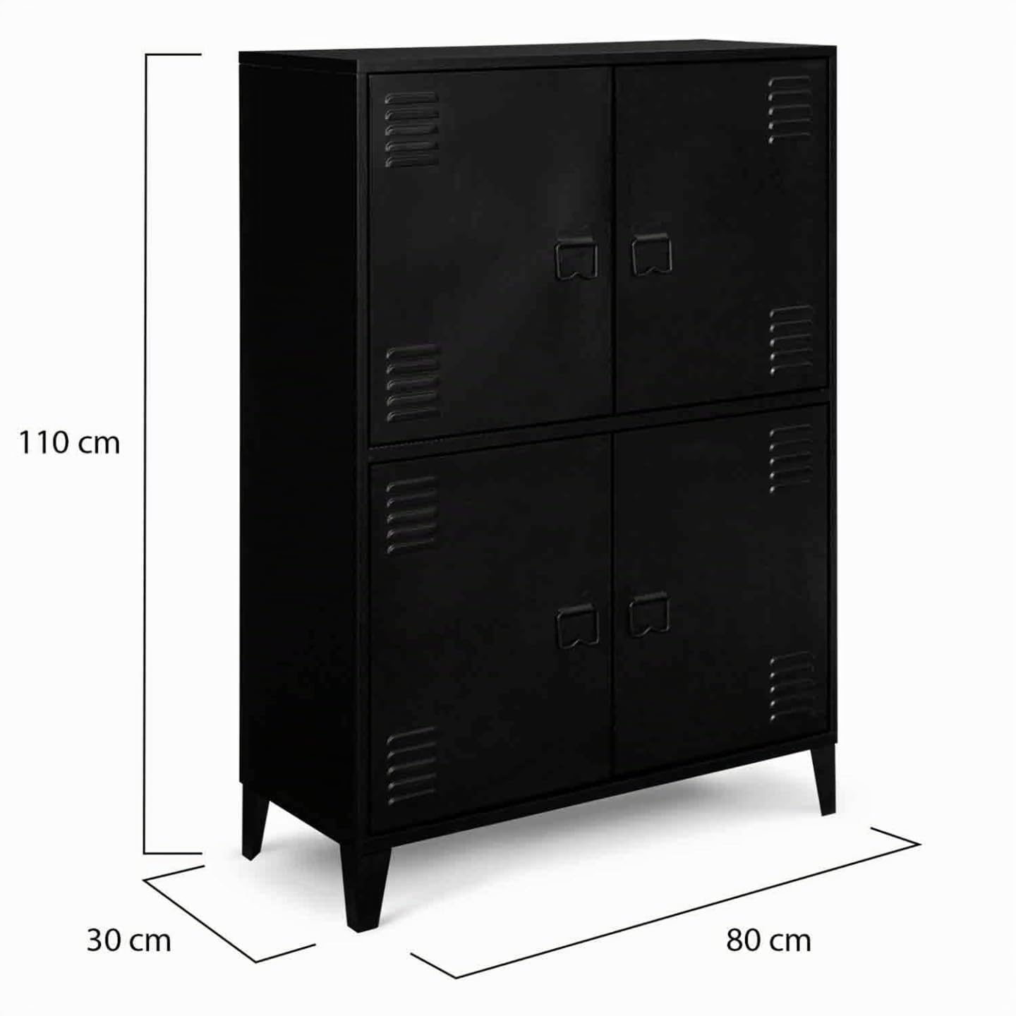 IDMarket – Armario Ester 4 puertas metal negro diseño industrial