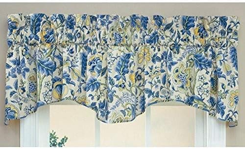 Waverly Valances for Windows - Imperial Dress 80" x 18" Short Curtain Valance Small Window Curtains Bathroom, Living Room and Kitchens, Porcelain