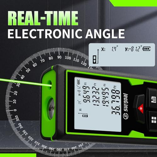 Image of Laser Measure Rechargeable,Green Beam 196FT Laser Measurement Tool with Angle Senser,Backlit LCD Laser Distance Meter Ft /in /M Unit Switching and Mesaure Distance Area Volume,Pythagorean Mode