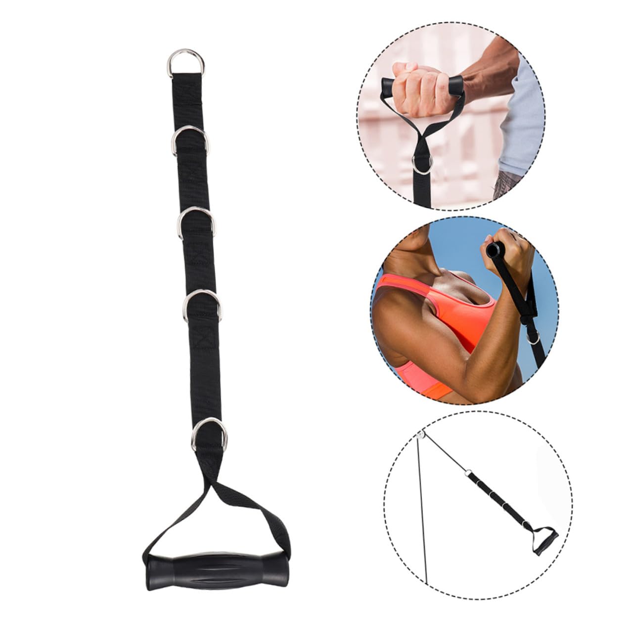 Fascia di Resistenza Fitness 2 Pezzi Nera, Abs Acciaio Inox e Oxford | Cavo Multi-punto, Impugnature Robuste per Allenamento, Formato Portatile per Esercizi a Casa o Palestra