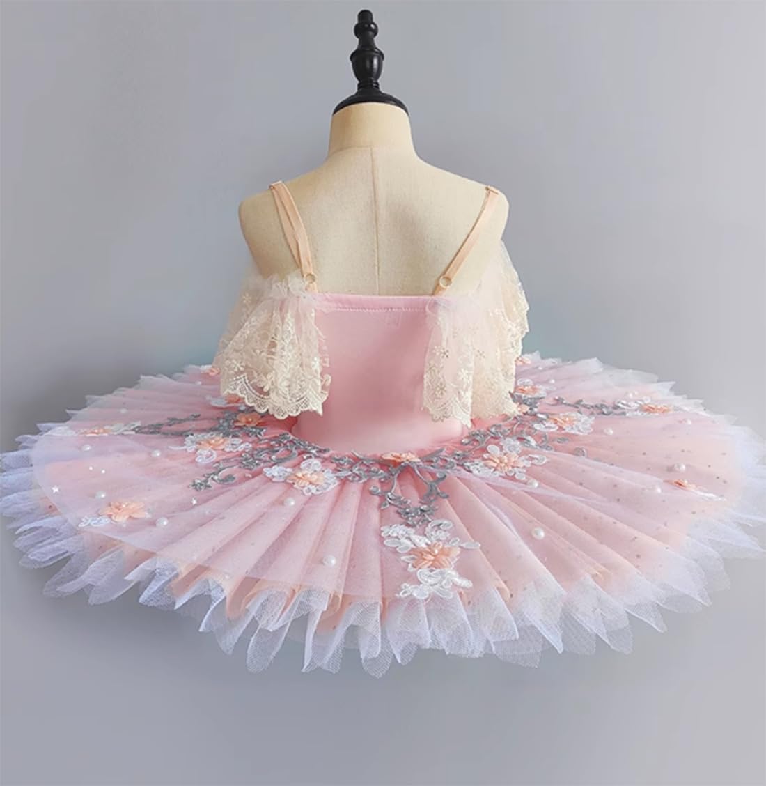 EFLALYHG Mädchen Professionelles Ballett Tutu Kleid Kinder Blumen Prinzessin Platter Pfannkuchen Schwanensee Ballerina Bühnentanz Wettbewerb Kostüm