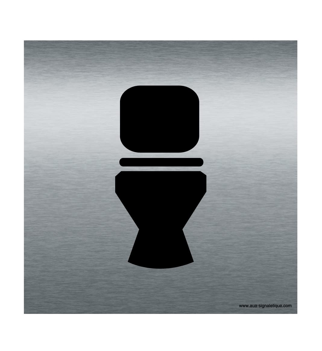AUA SIGNALETIQUE - Plaque Aluminium Brossé Cuvette WC - 130x130 mm, Argent, 130 x 130 mm