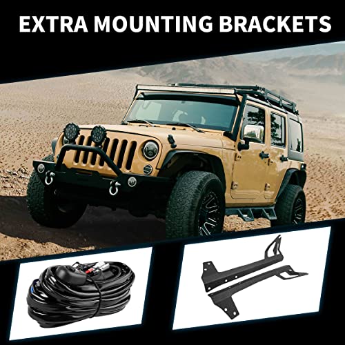 Image of OEDRO 52 Inch LED Light Bar w /Upper Roof Windshield Mounting Bracket | Fit for 07-18 Jeep Wrangler JK, Tri-Row 758W Combo Off Road Lights Driving Fog Light Work Lamp with Wiring Harness