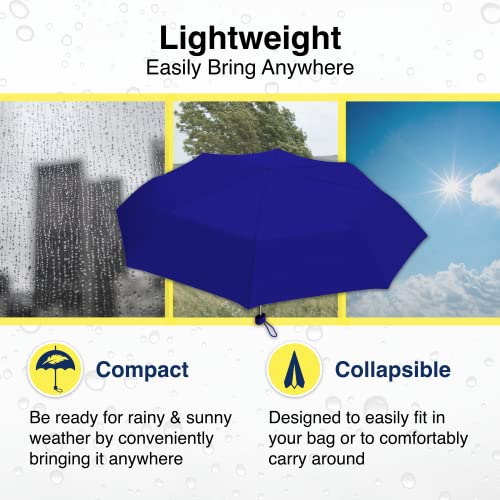 Weather Station Mini Rain Umbrella, Ultra Lite Manual Folding Umbrella, Windproof, Lightweight And Packable For Travel, Full 42 Inch Arc, Royal Blue #TOP4