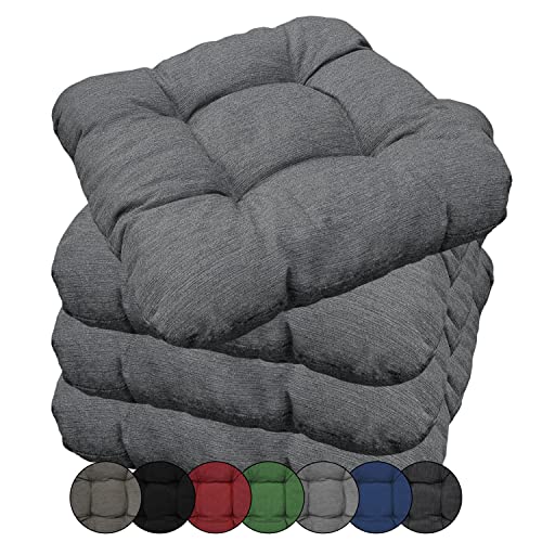 Cojines Capri para Sillas 38 x 38 x 8 cm - Cómodos Cojines De Asiento Acolchados para Interiores y Exteriores - Diseño Capitoné, Color:Gris, Juego:Juego de 4 Cover