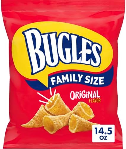 Bugles Crispy Corn Snacks, Original, Family Size Bag, 14.5 oz