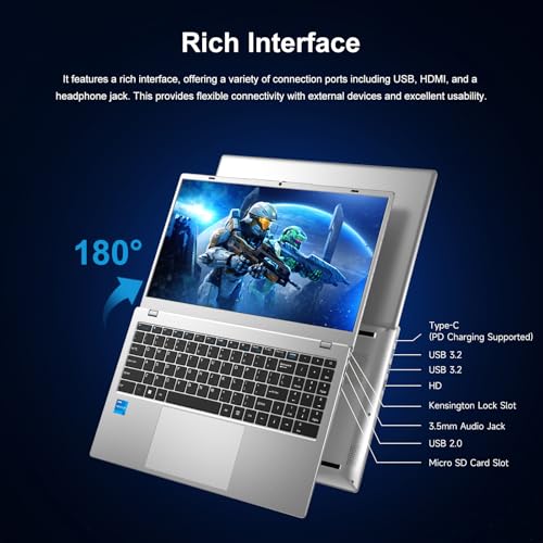 Image of Windows11 Por Intel Laptop,15.6″ Notebook PC with Office 2024,8GB RAM /256GB SSD /Privacy Camera Cover /Intel Pentium 6500Y /FHD1080 /Type-C /7.7V 5800mAh /HDMI /for Student and Busines